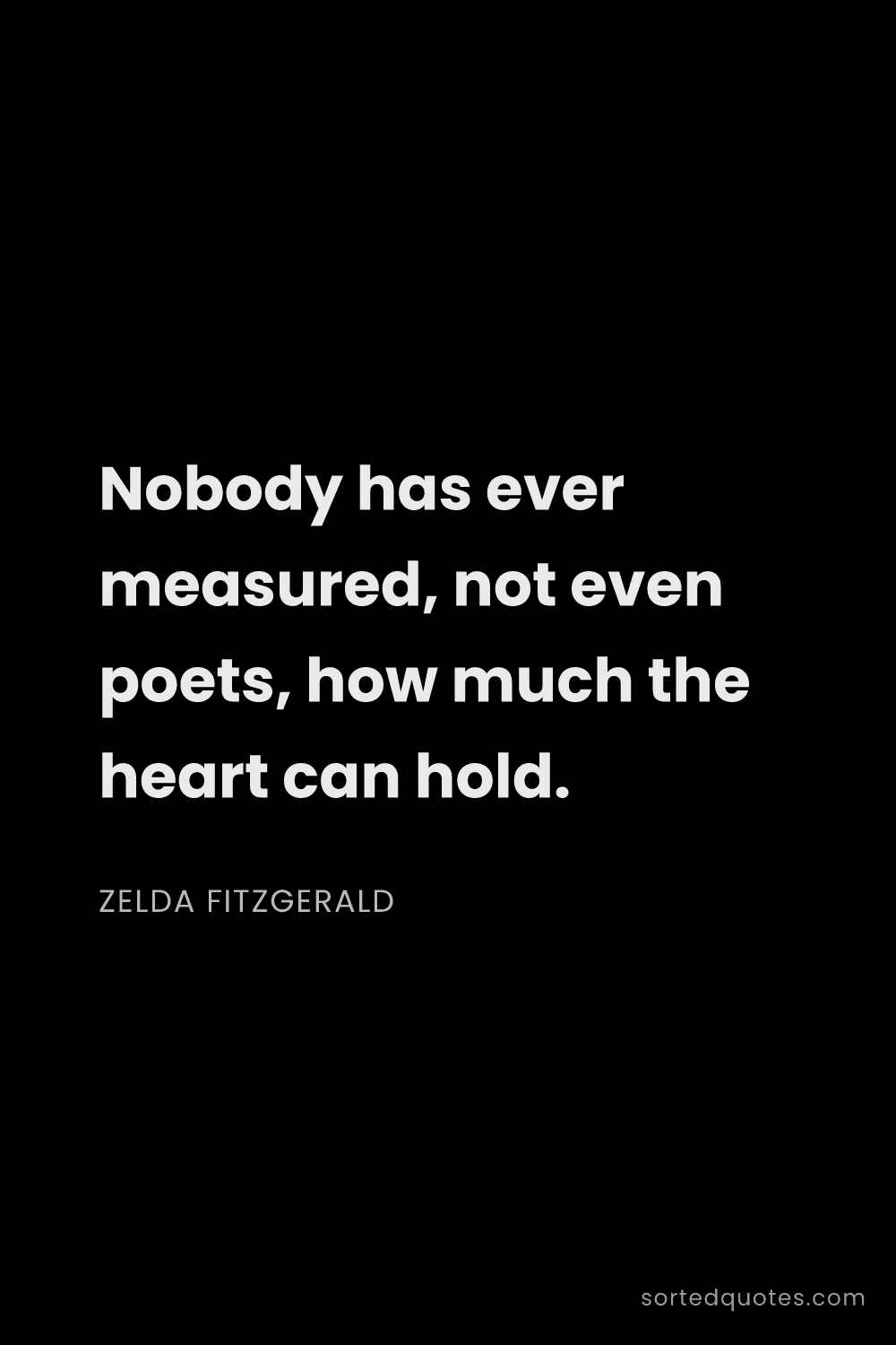 Quote by Zelda Fitzgerald: "Nobody has ever measured, not even poets, how much..."