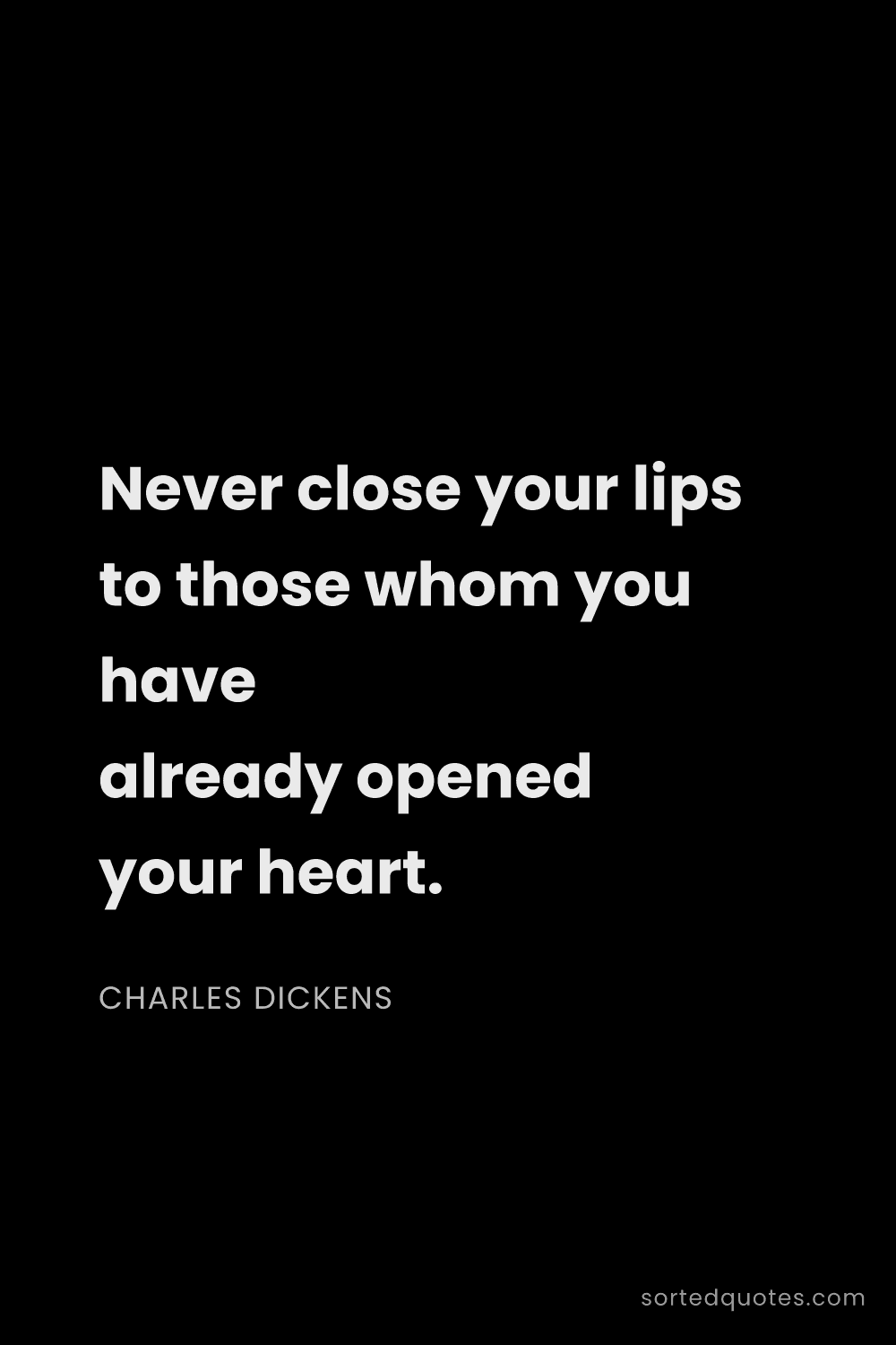 Quote by Charles Dickens: "Never close your lips to those whom you have alrea..."