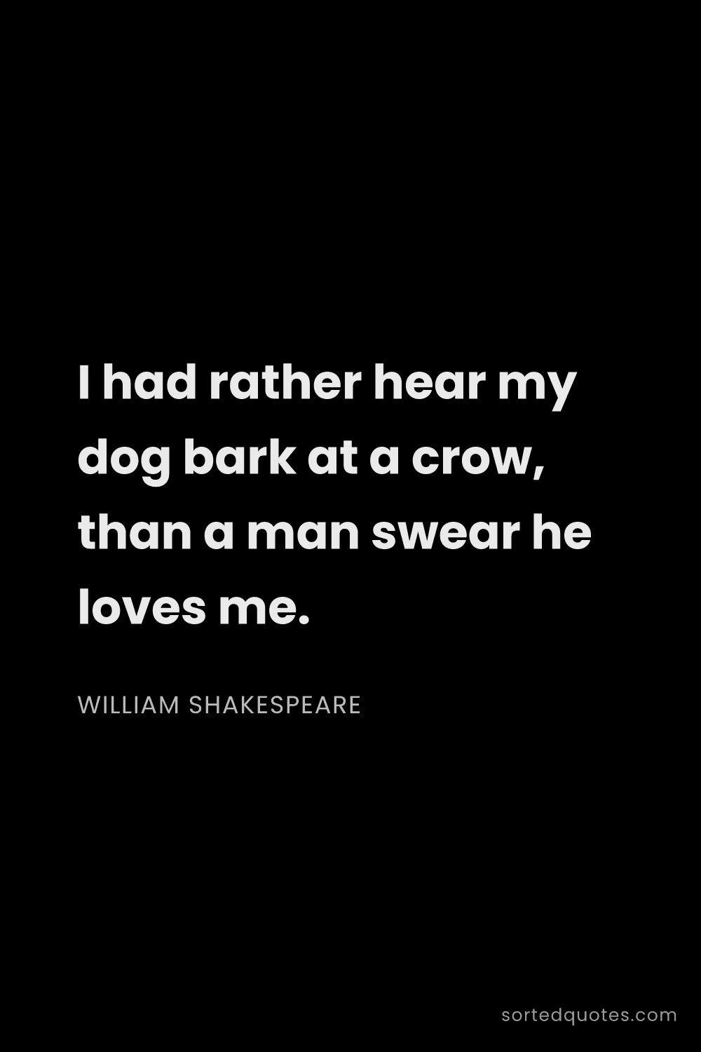Quote by William Shakespeare: "I had rather hear my dog bark at a crow, than a ma..."