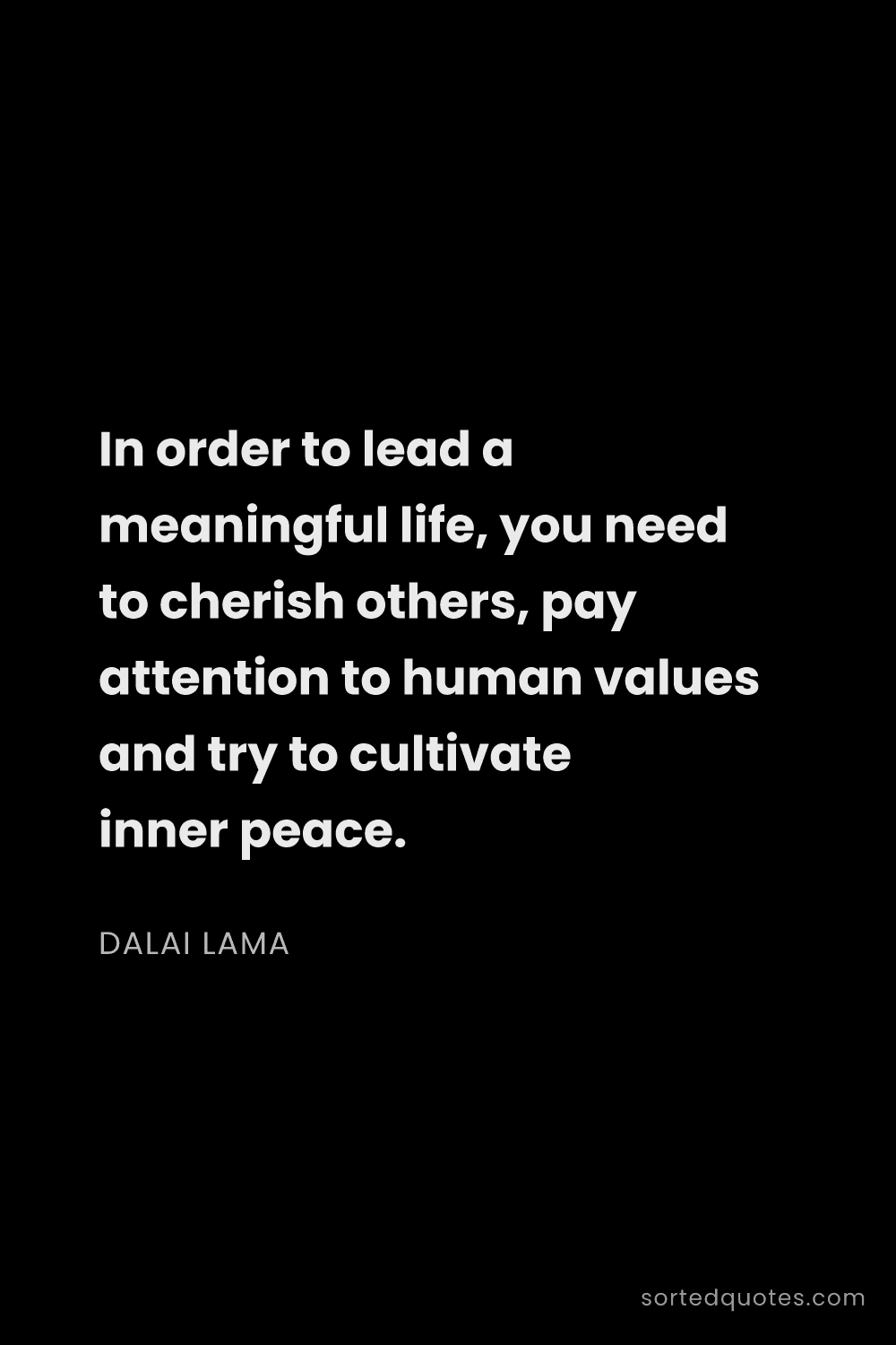 Quote by Dalai Lama: "In order to lead a meaningful life, you need to ch..."