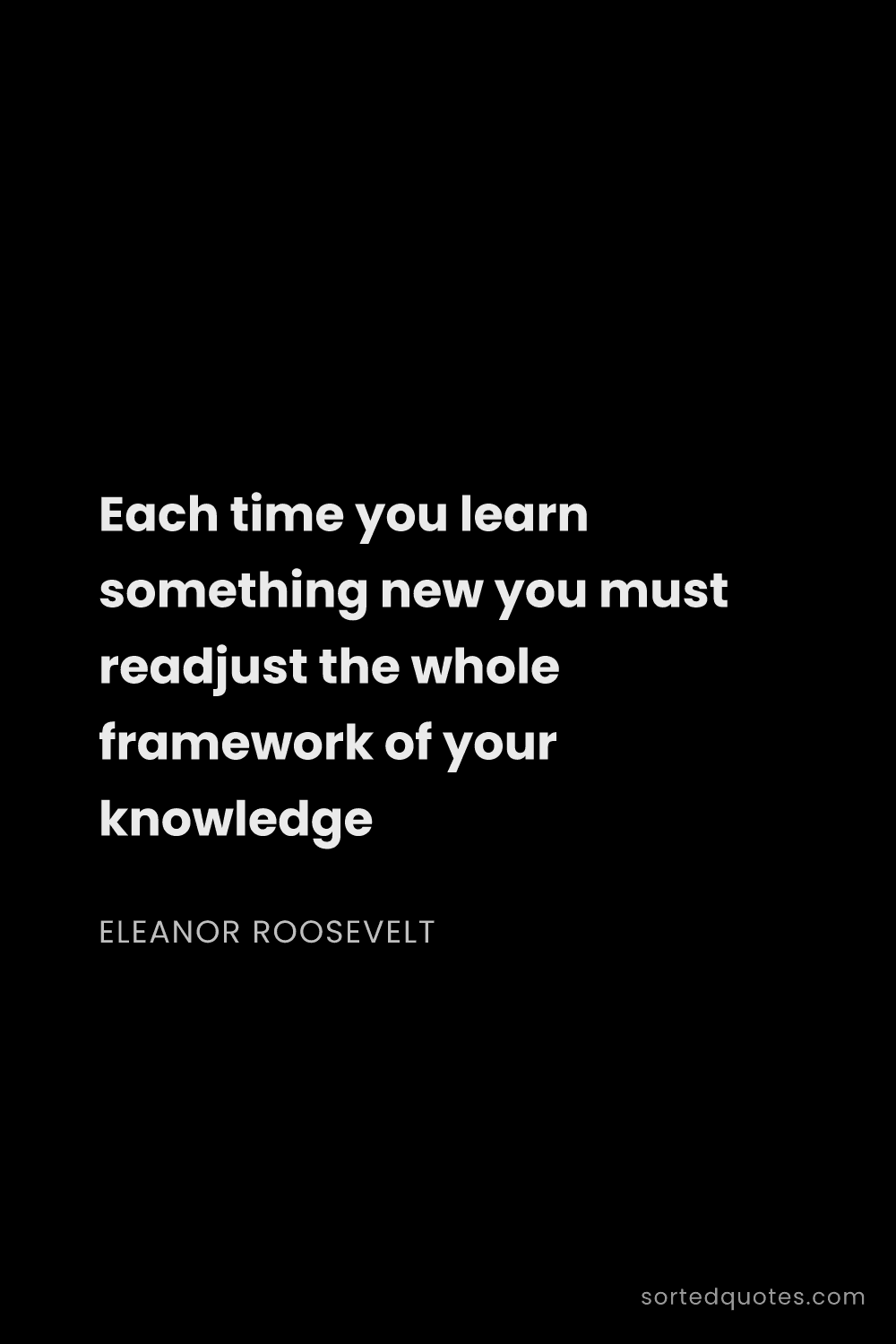 Quote by Eleanor Roosevelt: "Each time you learn something new you must readjus..."
