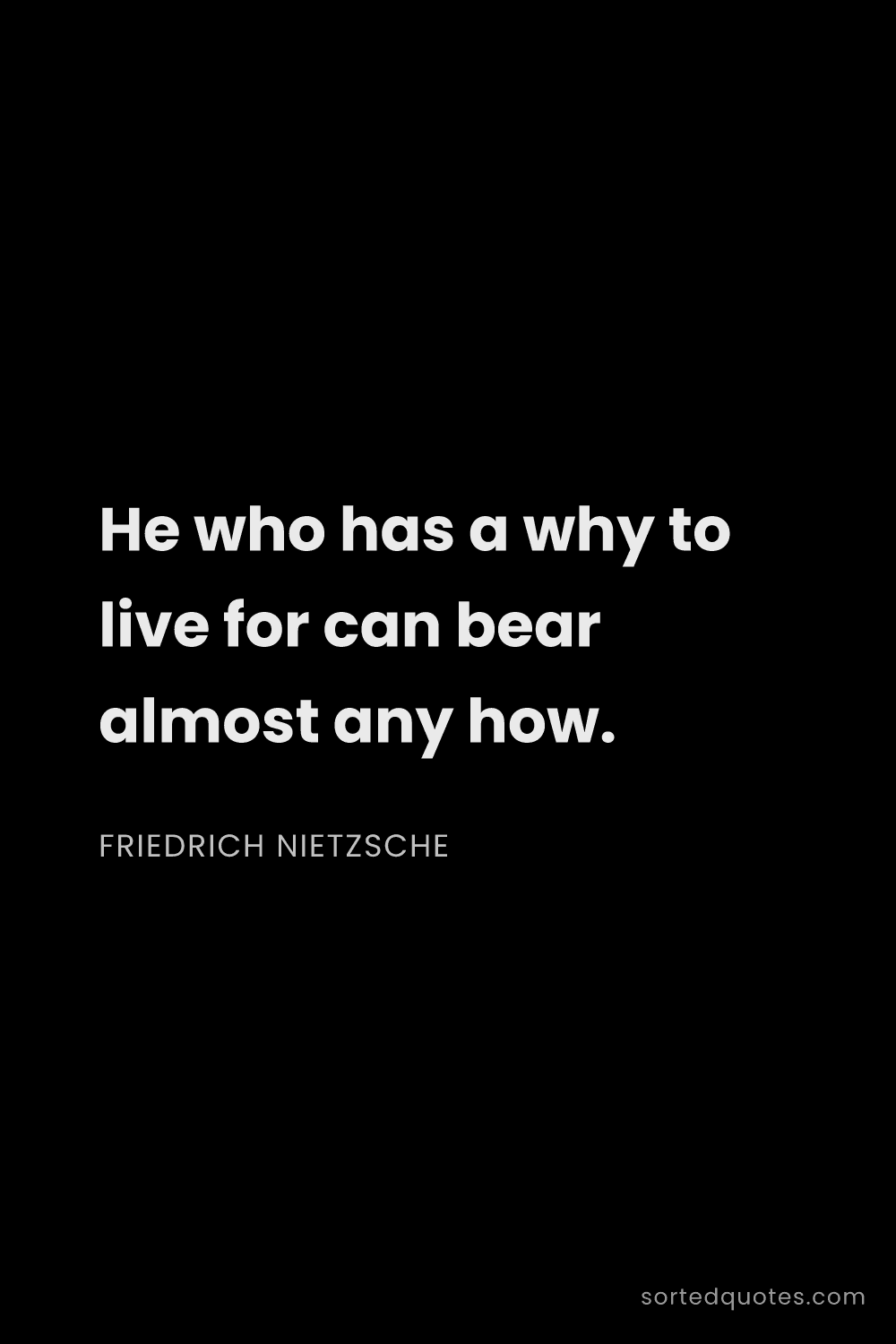 Quote by Friedrich Nietzsche: "He who has a why to live for can bear almost any h..."