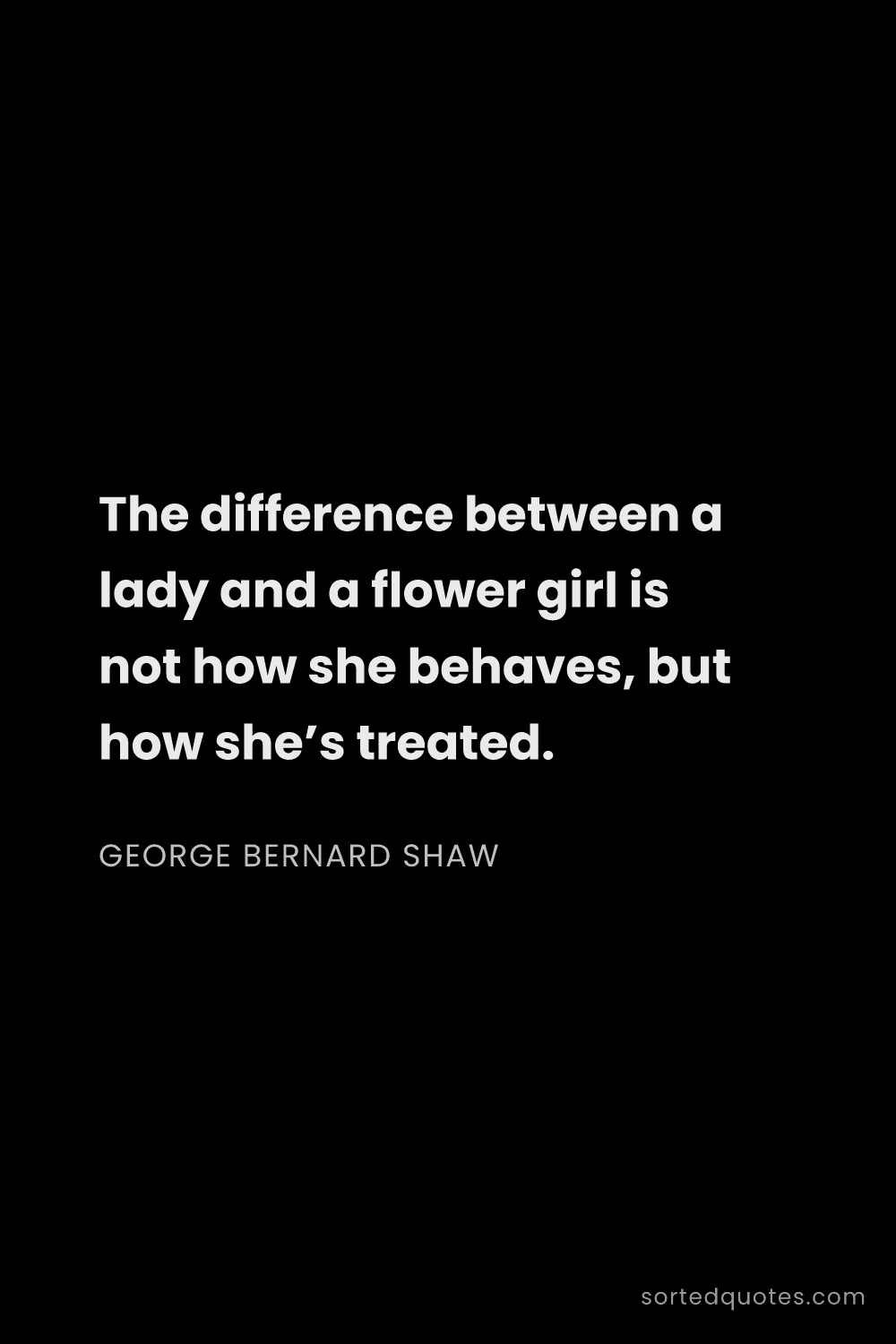Quote by George Bernard Shaw: "The difference between a lady and a flower girl is..."