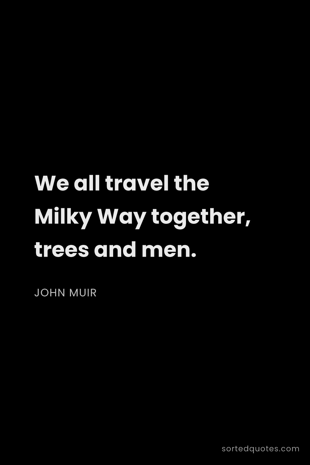 Quote by John Muir: "We all travel the Milky Way together, trees and me..."
