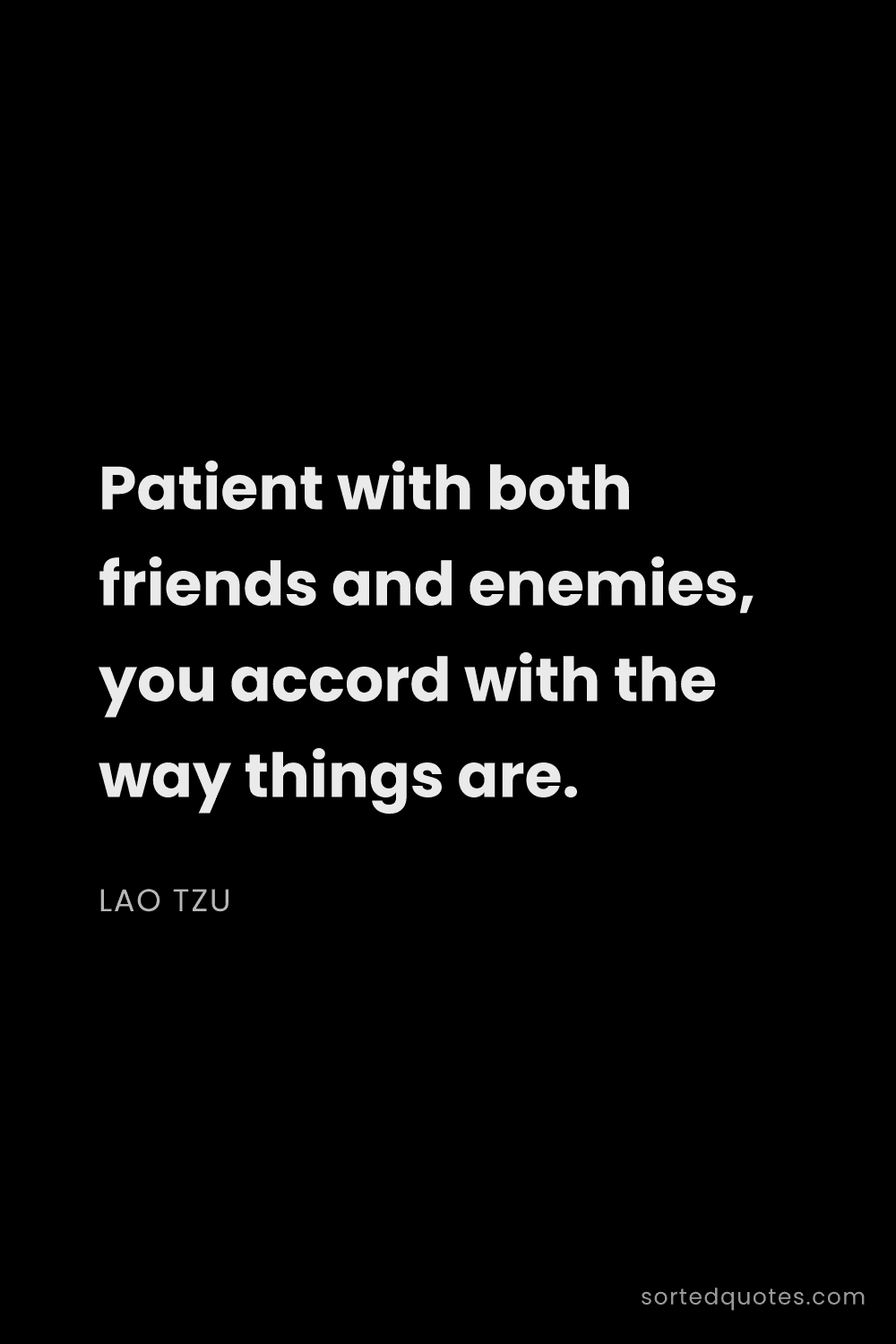 Quote by Lao Tzu: "Patient with both friends and enemies, you accord ..."