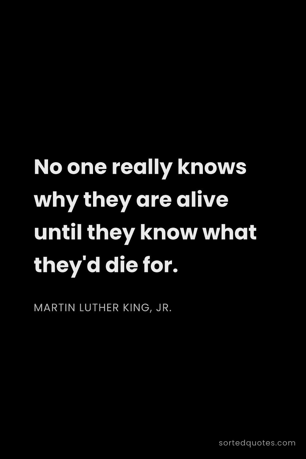 Quote by Martin Luther King, Jr.: "No one really knows why they are alive until they ..."