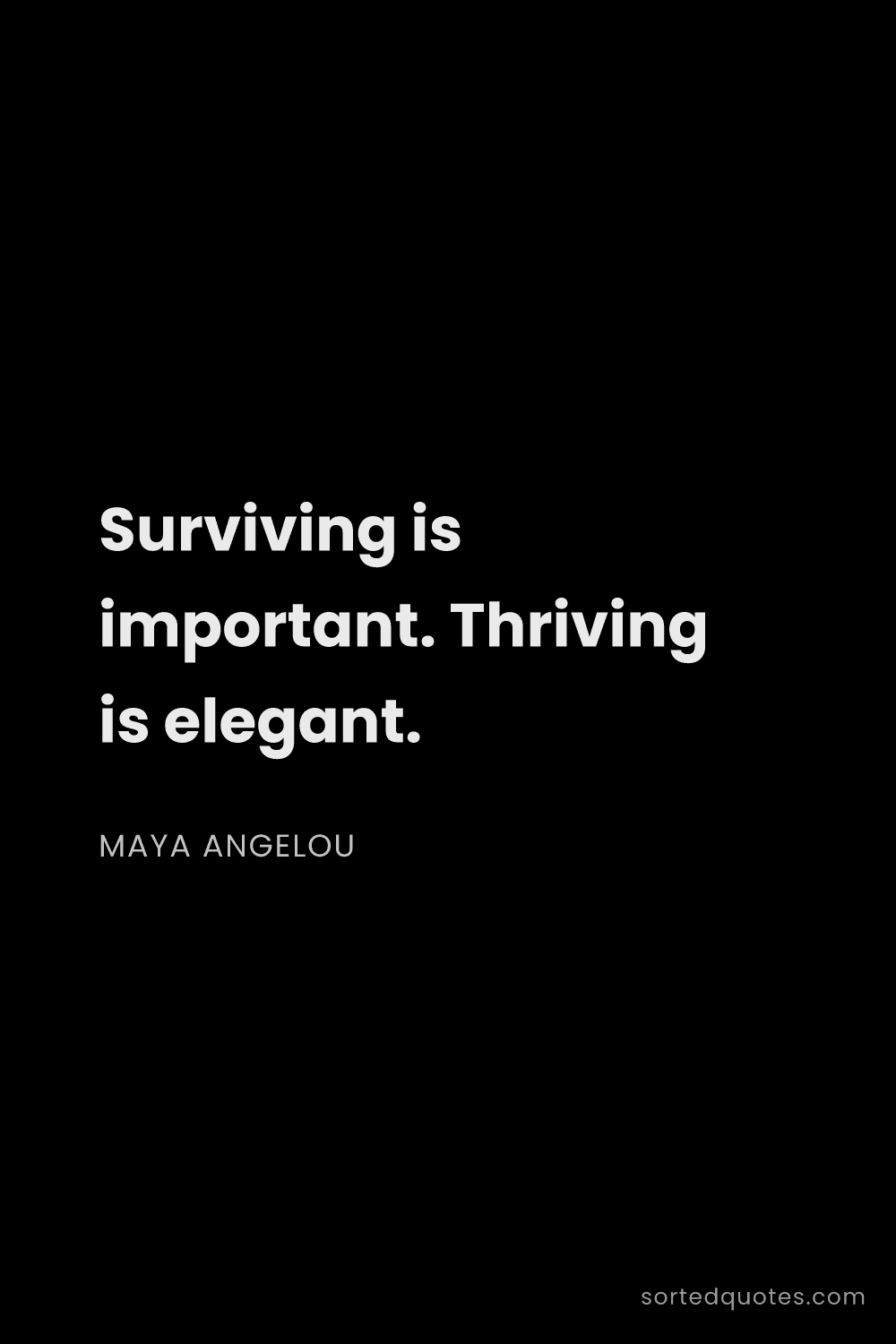 Quote by Maya Angelou: "Surviving is important. Thriving is elegant...."