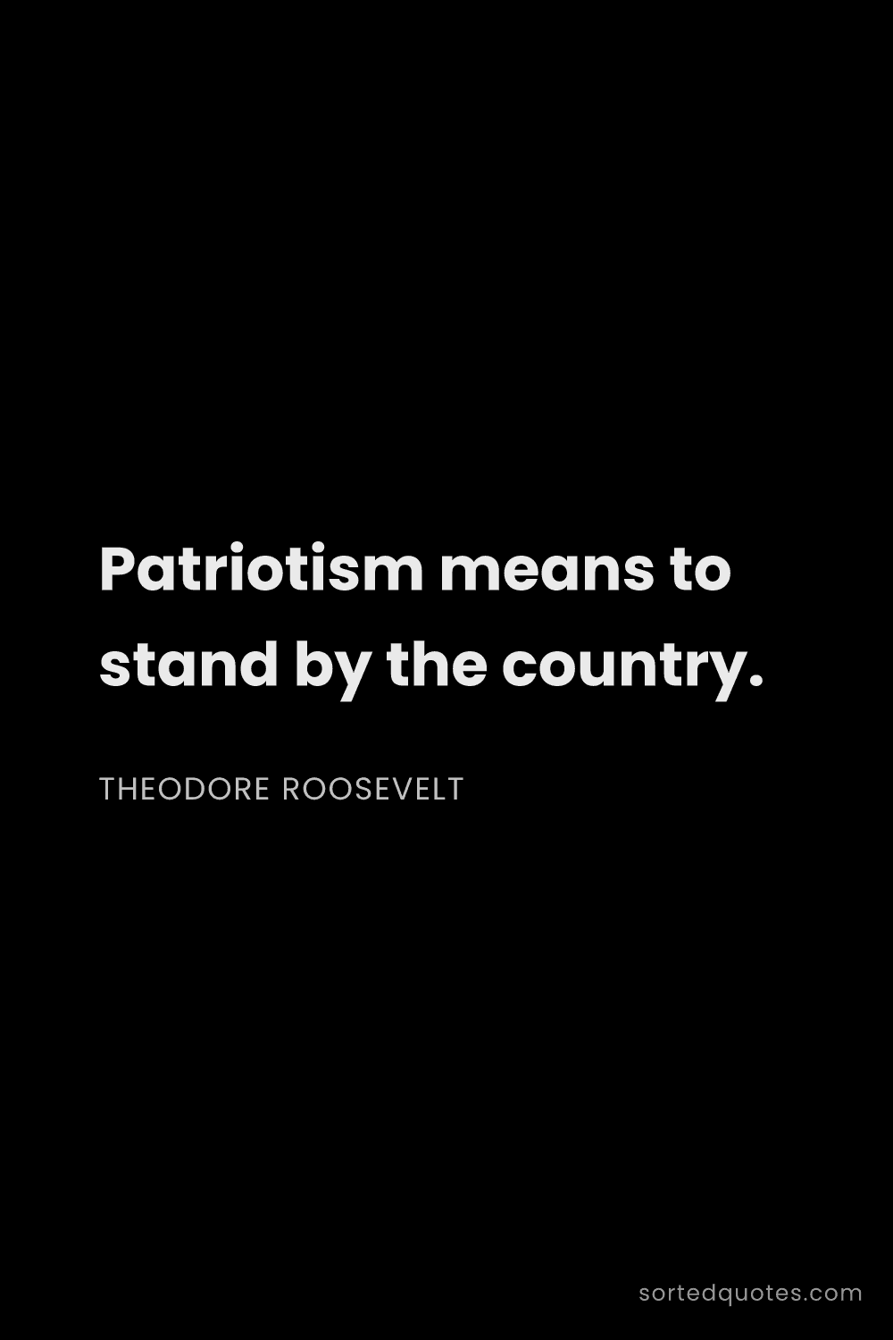 Quote by Theodore Roosevelt: "Patriotism means to stand by the country...."