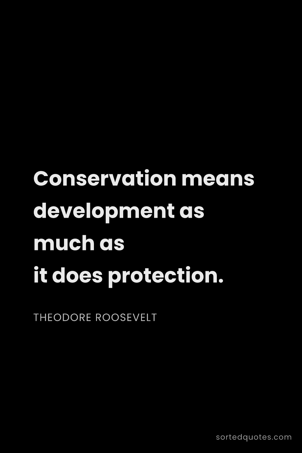 Quote by Theodore Roosevelt: "Conservation means development as much as it does ..."