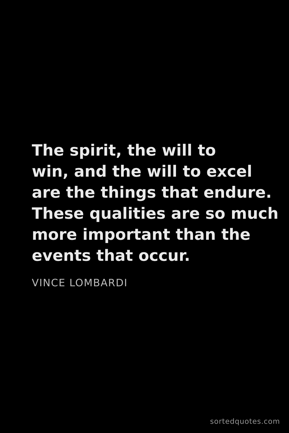 Quote by Vince Lombardi: "The spirit, the will to win, and the will to excel..."