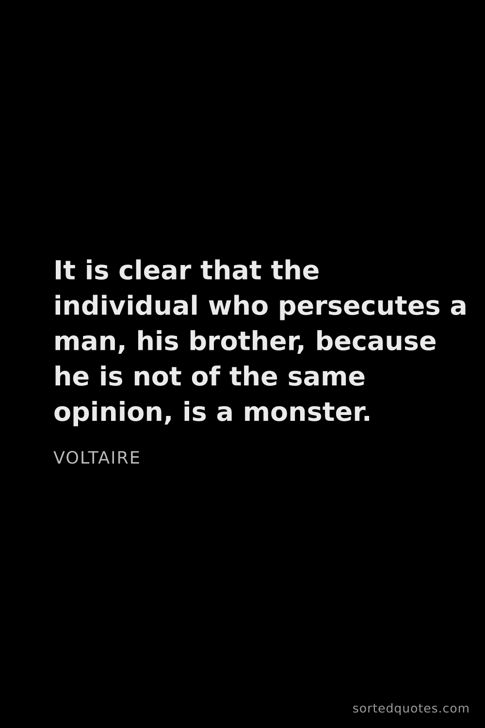 Quote by Voltaire: "It is clear that the individual who persecutes a m..."