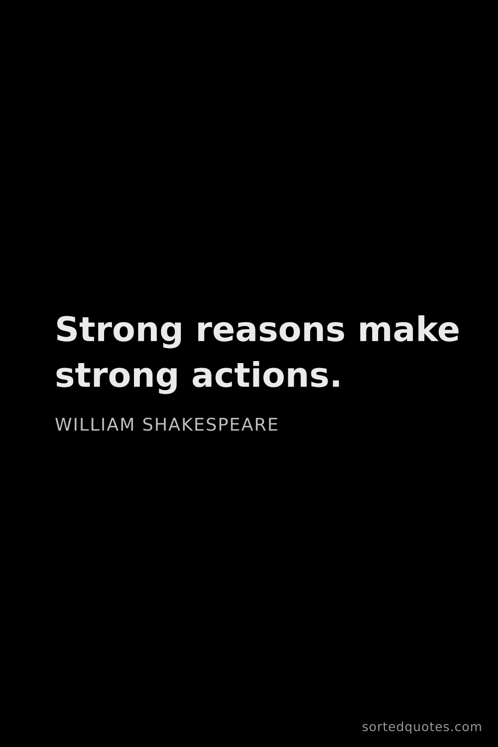 Quote by William Shakespeare: "Strong reasons make strong actions...."