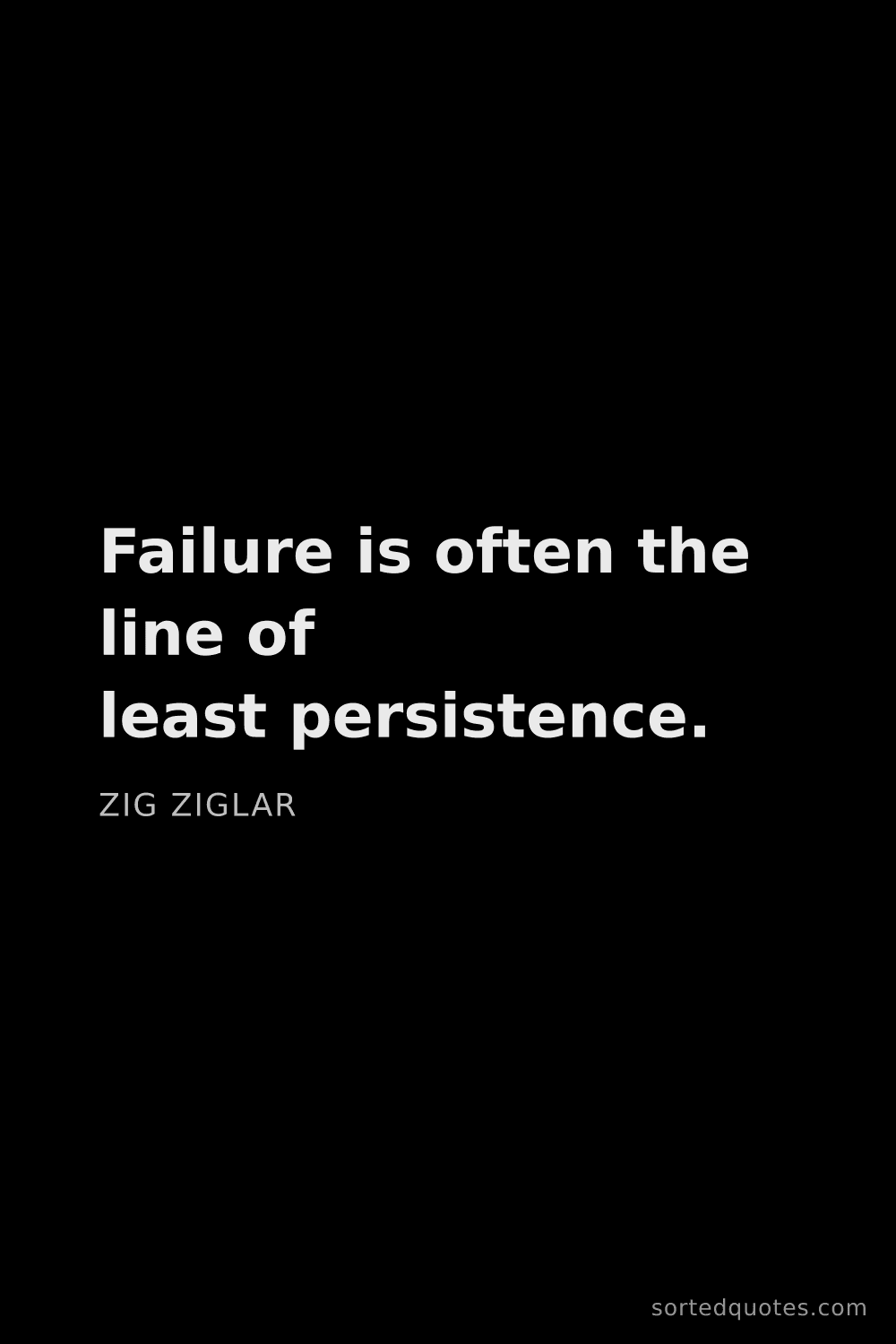 Quote by Zig Ziglar: "Failure is often the line of least persistence...."