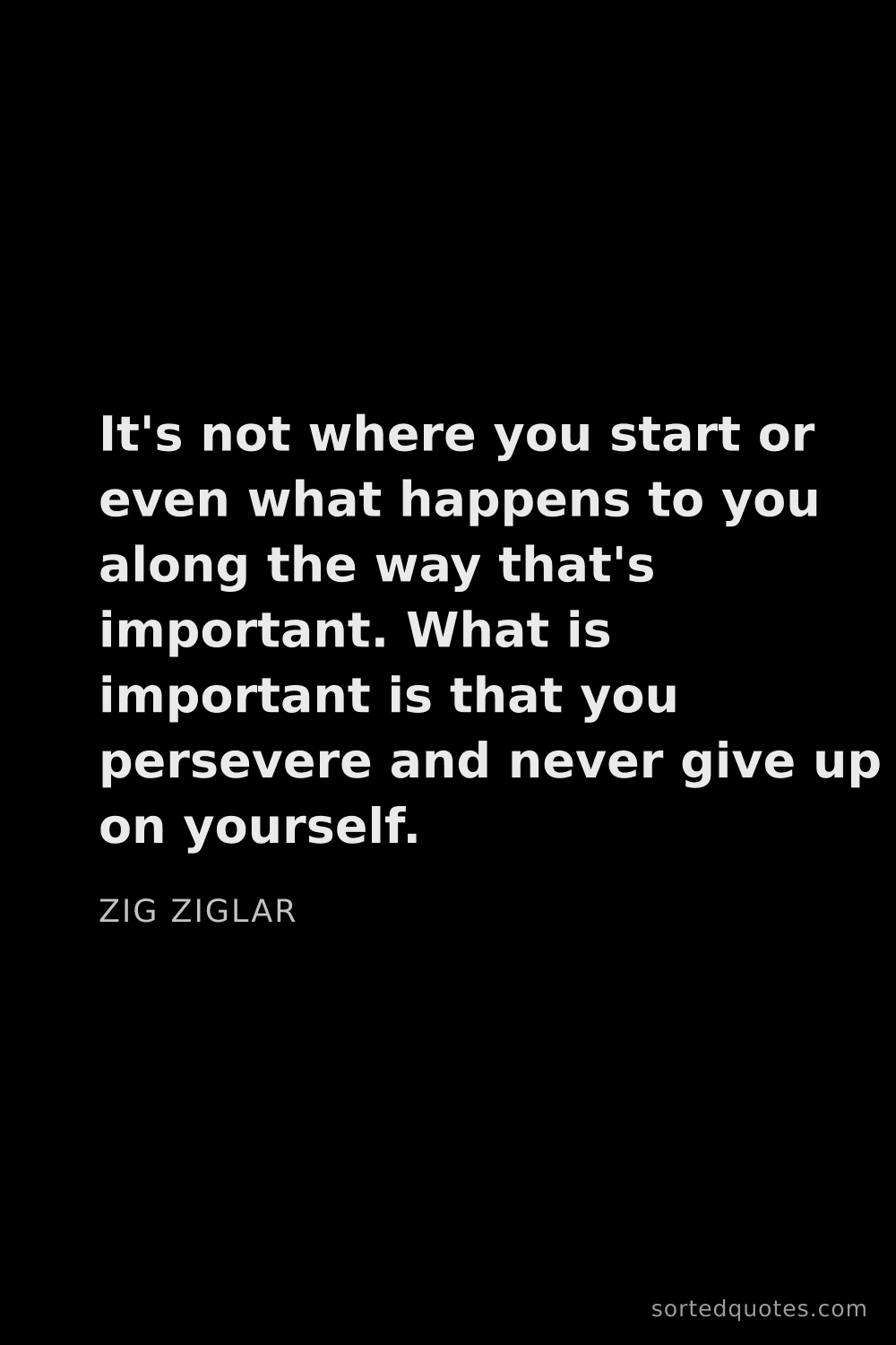 Quote by Zig Ziglar: "It's not where you start or even what happens to y..."