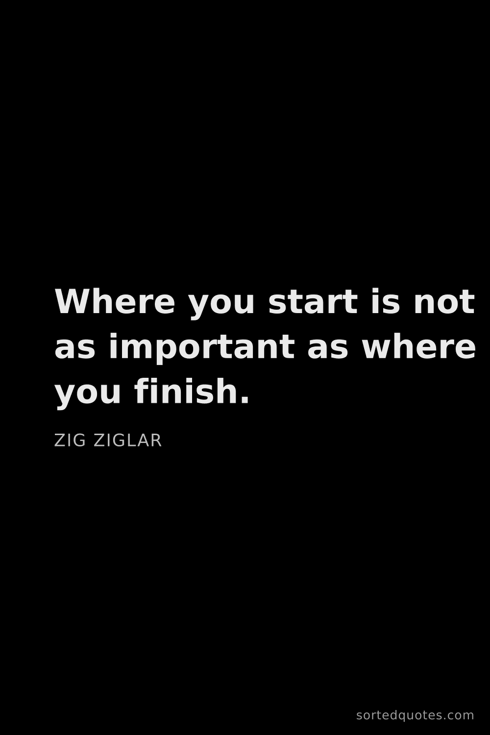 Quote by Zig Ziglar: "Where you start is not as important as where you f..."