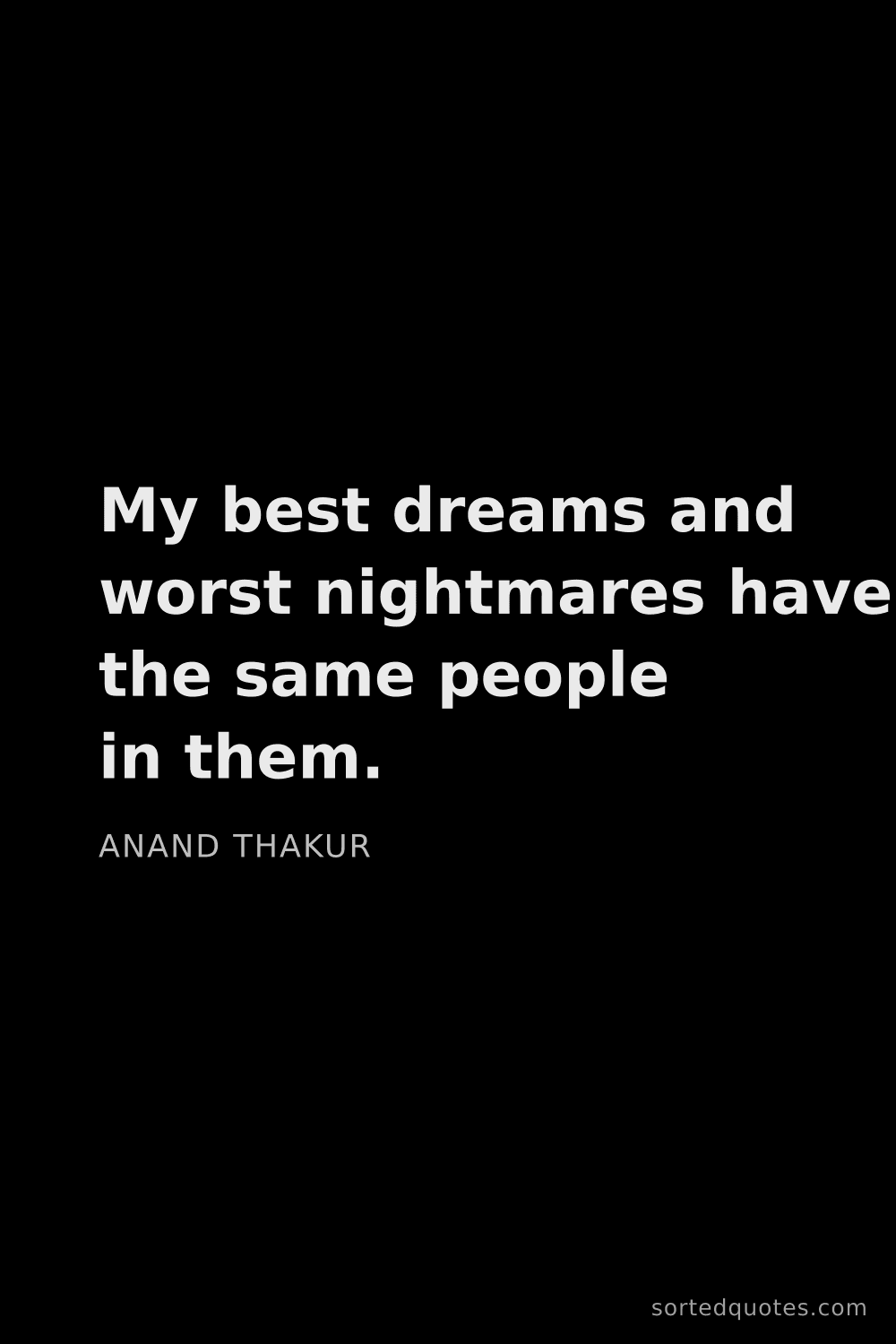 Quote by Anand Thakur: "My best dreams and worst nightmares have the same ..."