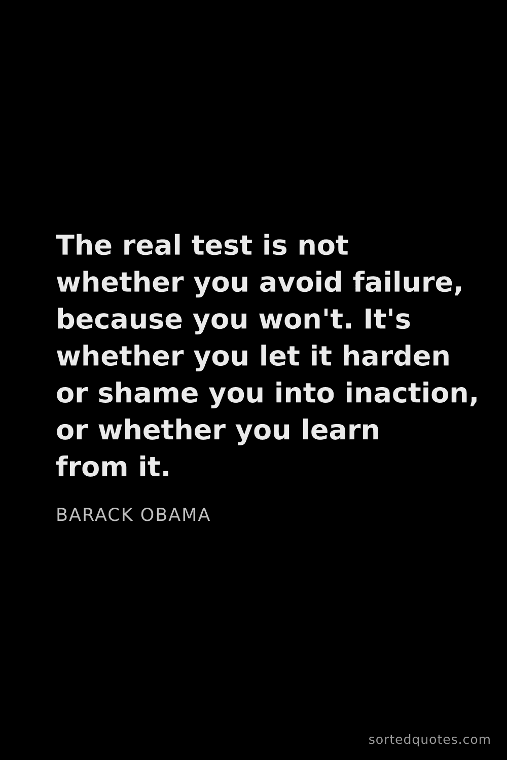 Quote by Barack Obama: "The real test is not whether you avoid failure, be..."