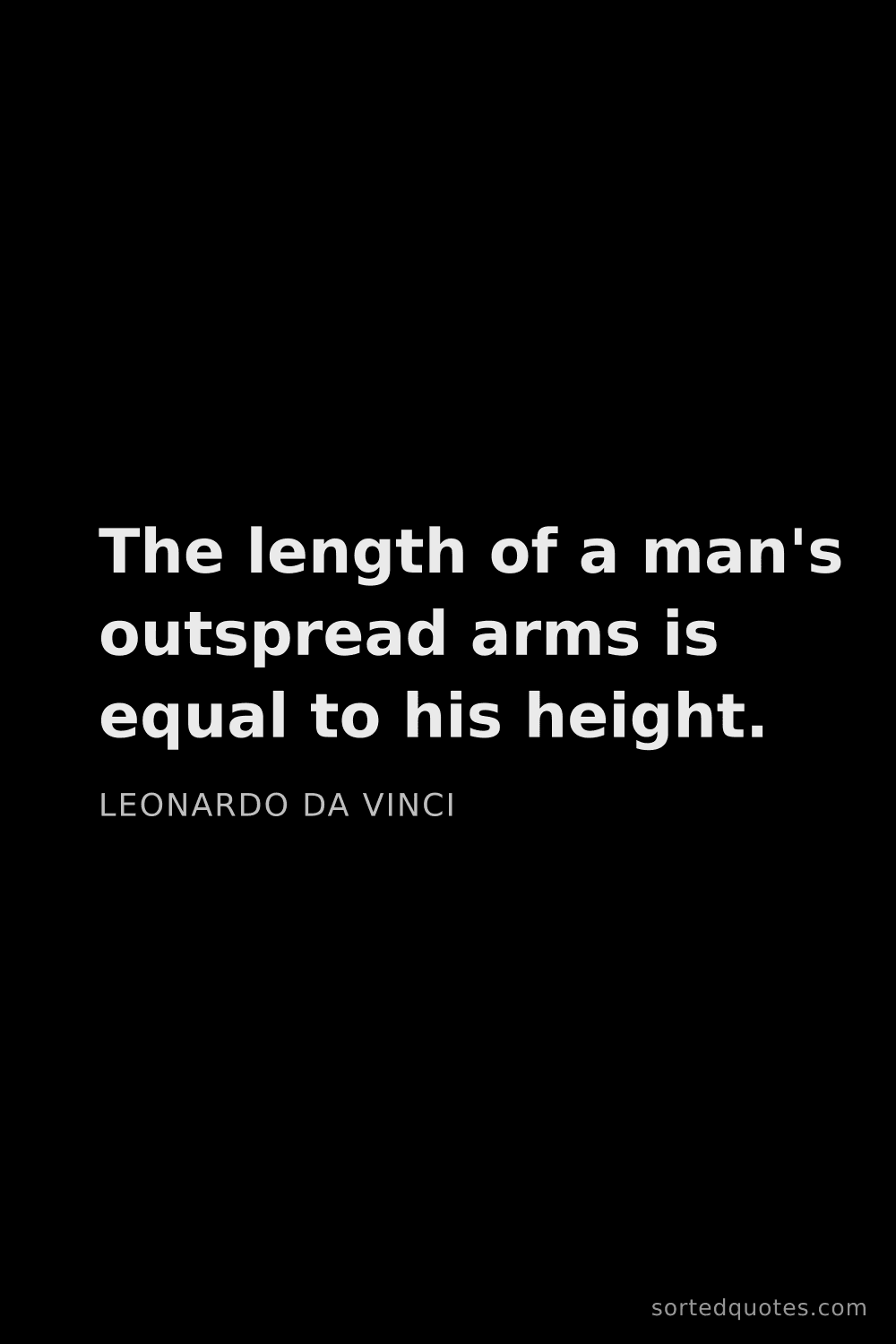 Quote by Leonardo da Vinci: "The length of a man's outspread arms is equal to h..."