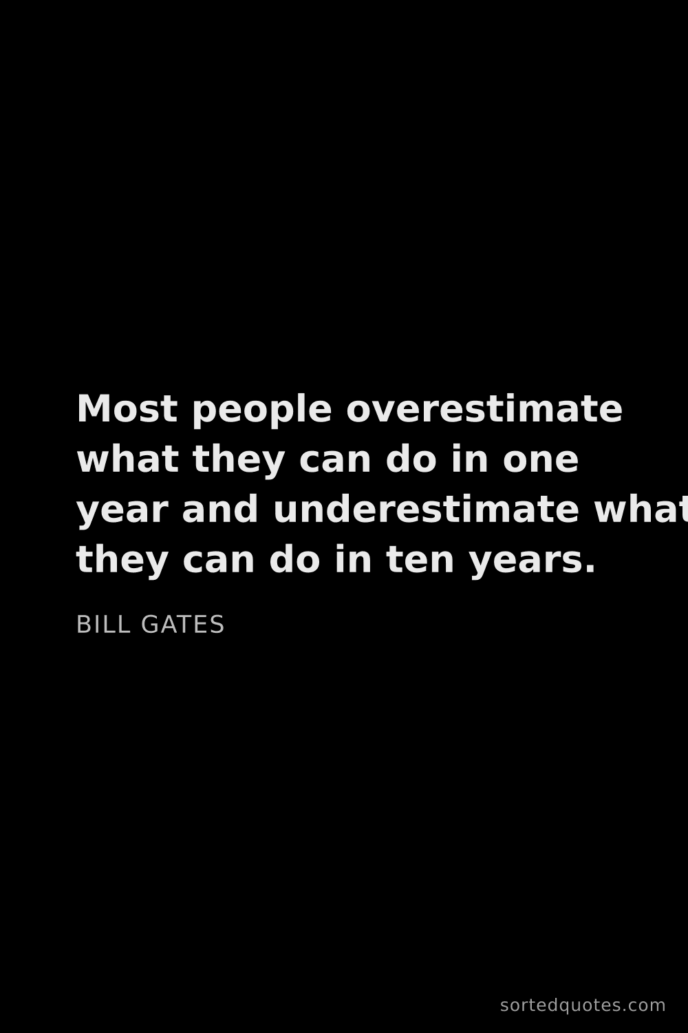 Quote by Bill Gates: "Most people overestimate what they can do in one y..."