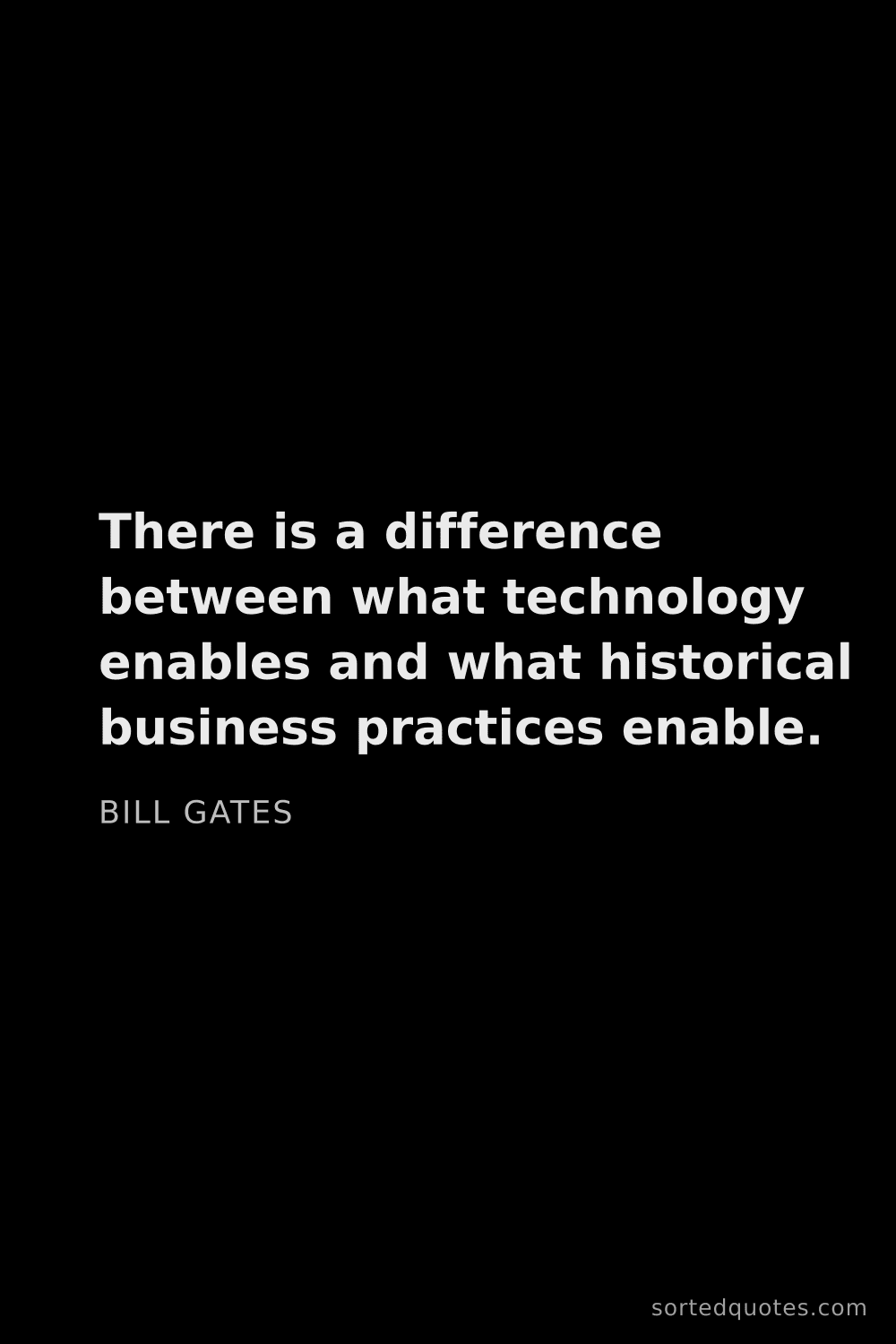 Quote by Bill Gates: "There is a difference between what technology enab..."