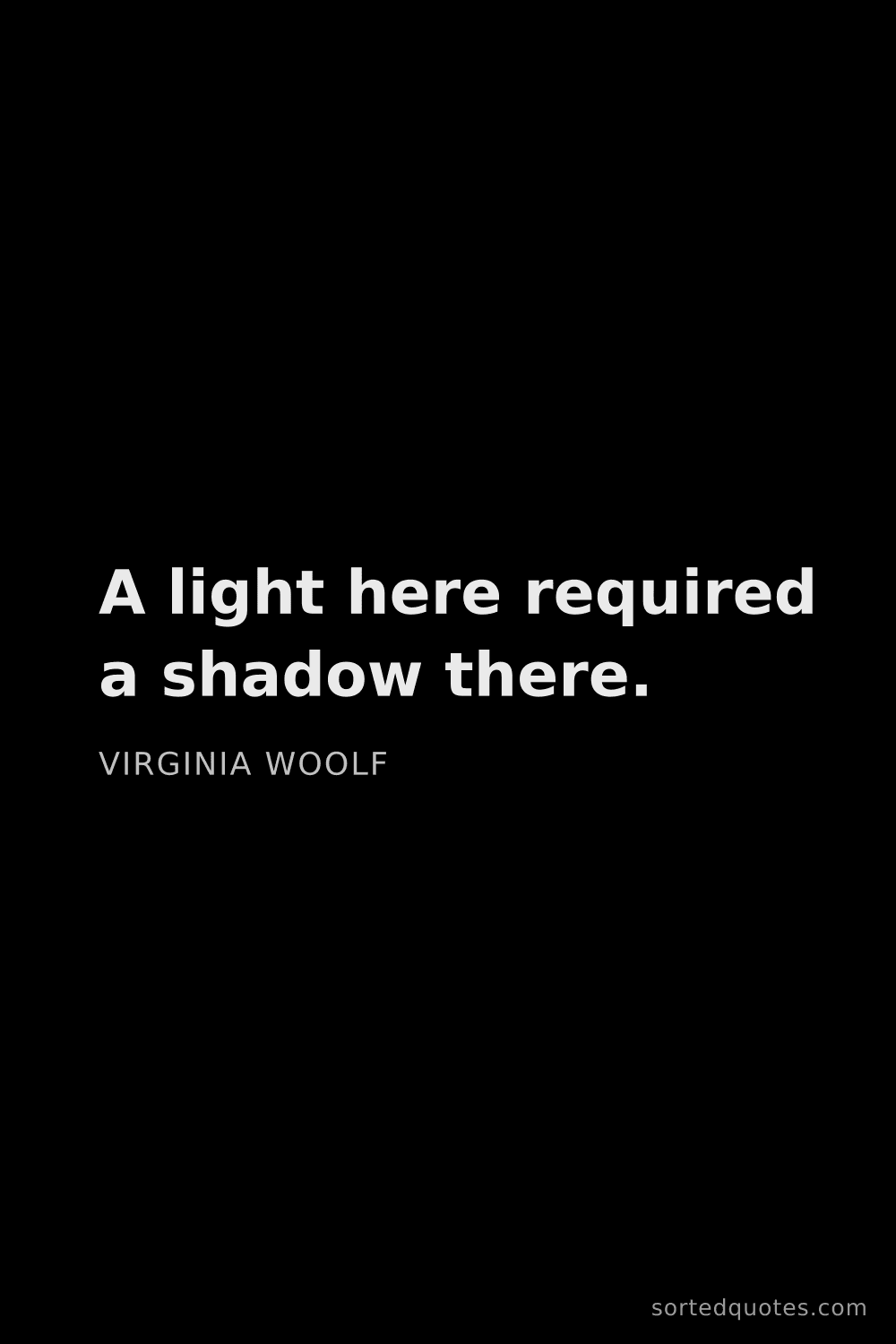 Quote by Virginia Woolf: "A light here required a shadow there...."