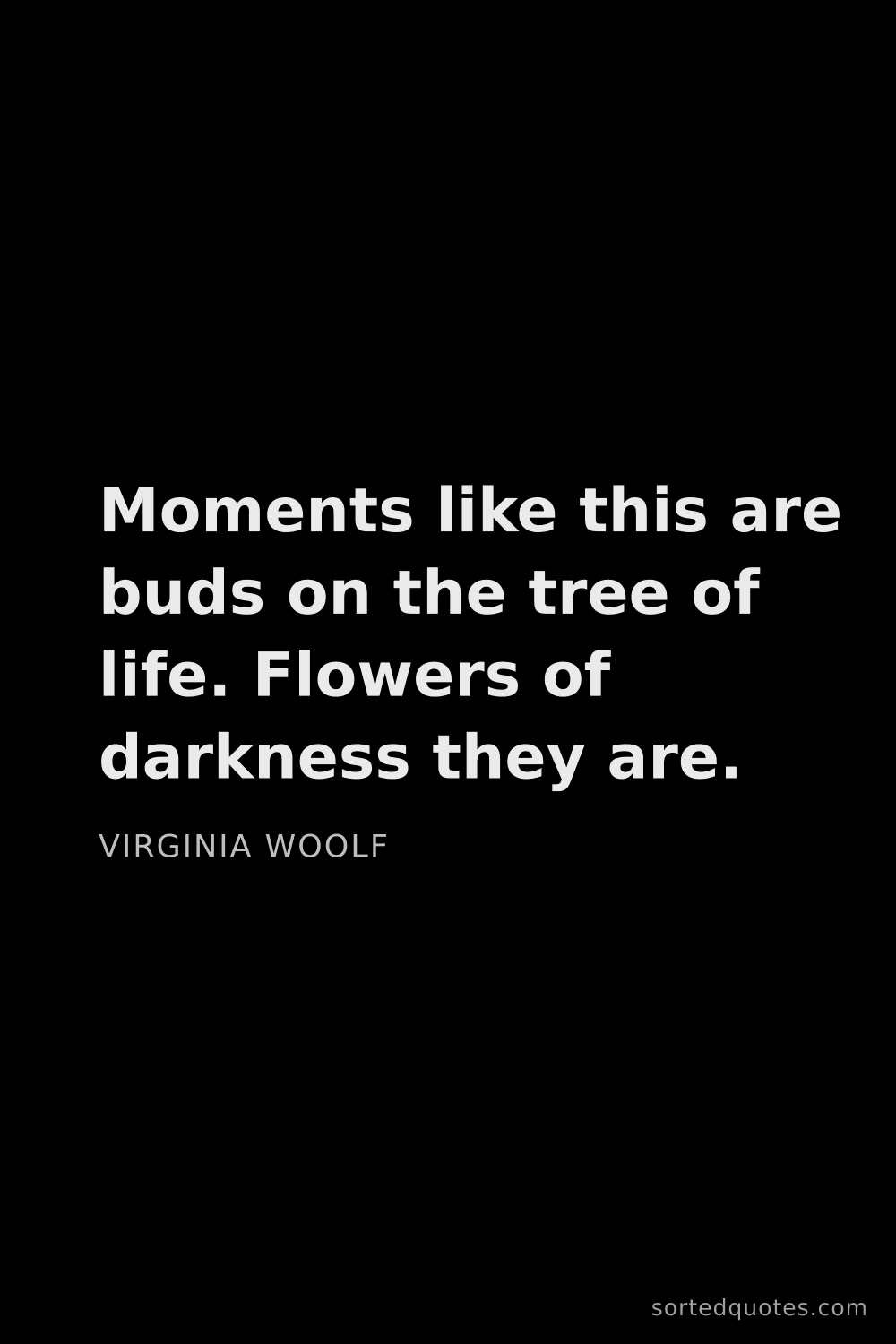 Quote by Virginia Woolf: "Moments like this are buds on the tree of life. Fl..."