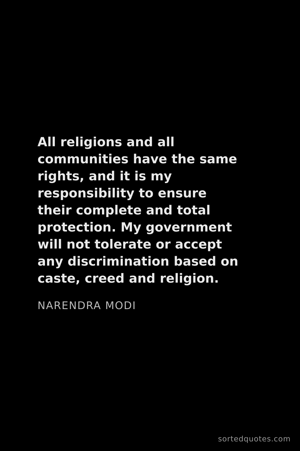 Quote by Narendra Modi: "All religions and all communities have the same ri..."